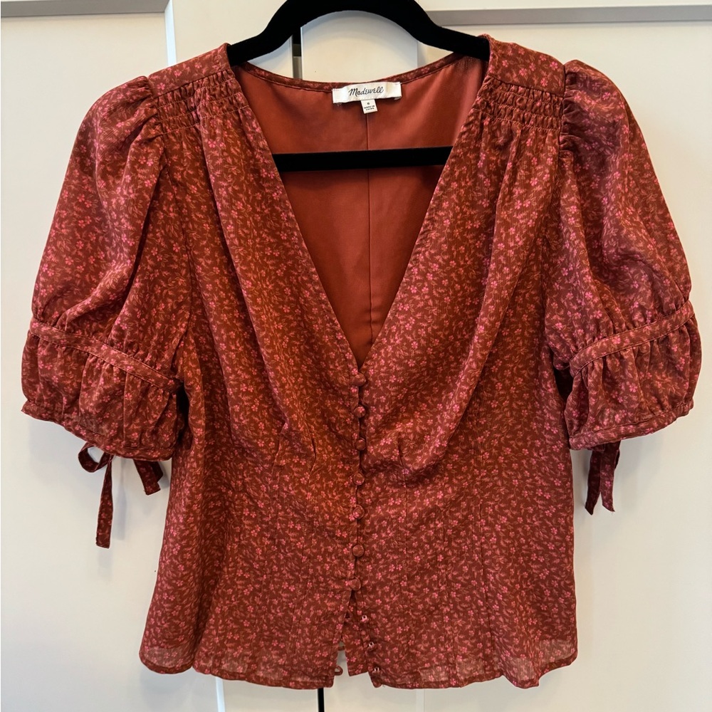 Madewell Red Floral Top